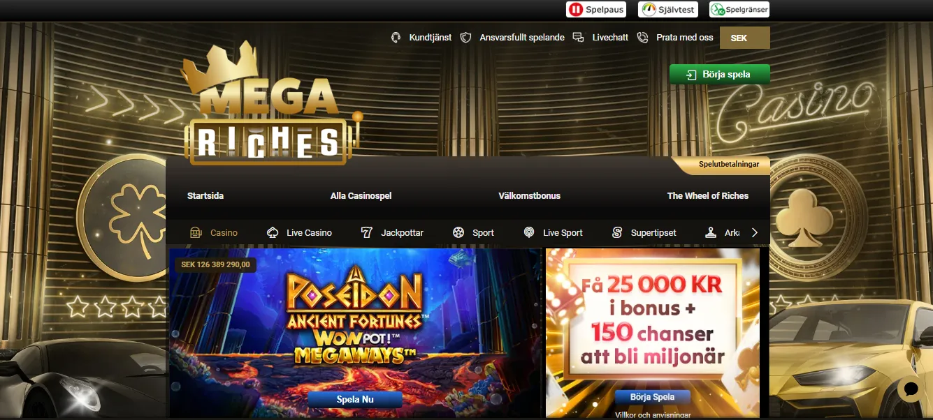 Mega Riches Casino bästa utländska casino 2026 med MGA-licens
